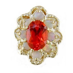 A1605 14K CREATED PADPARASHA AND ROUND OPAL SLIDE 